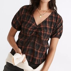 Madewell | Gathered V-Neck Top in Plaid